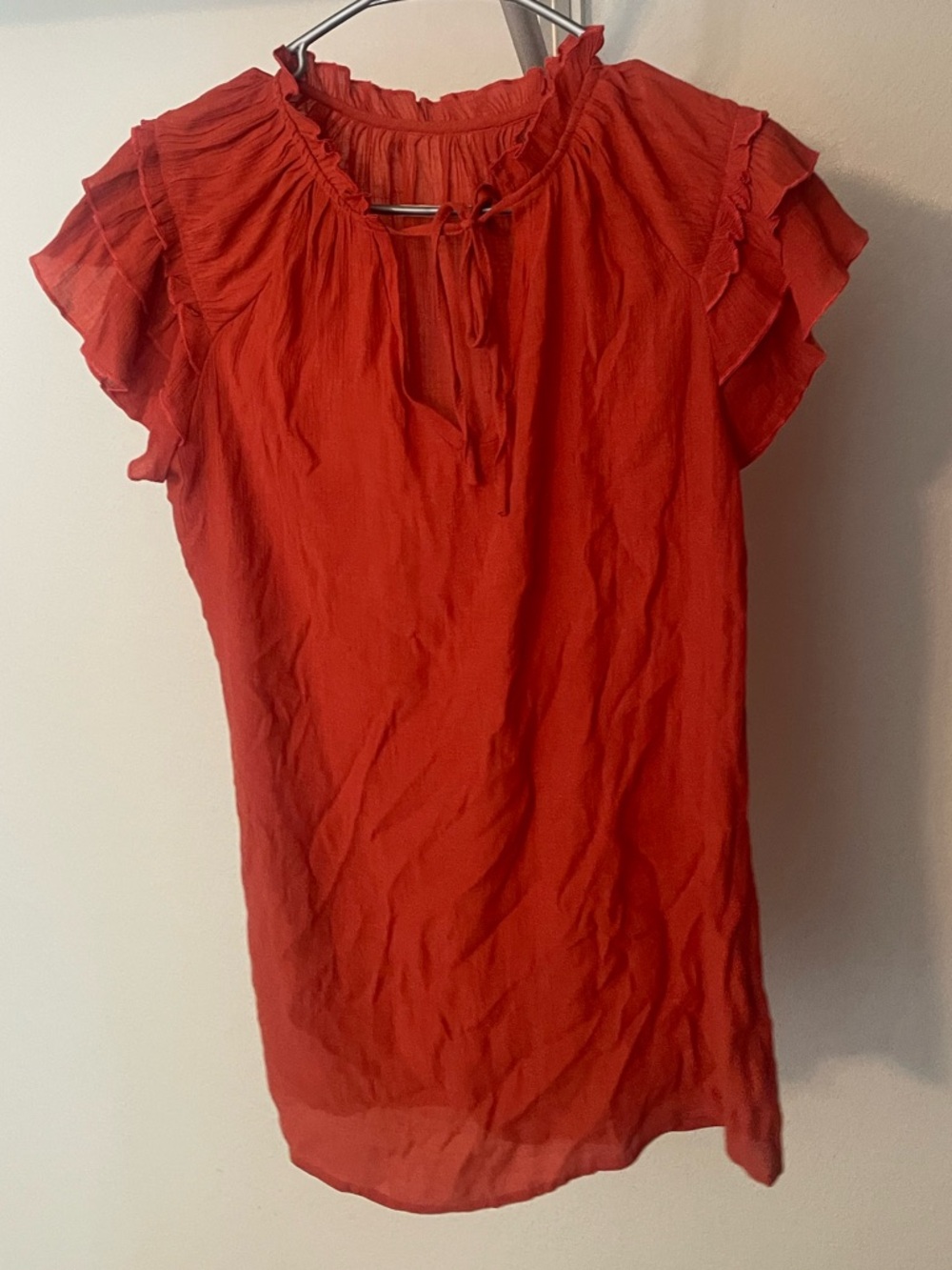 Women’s Red Ruffle Sleeve Top